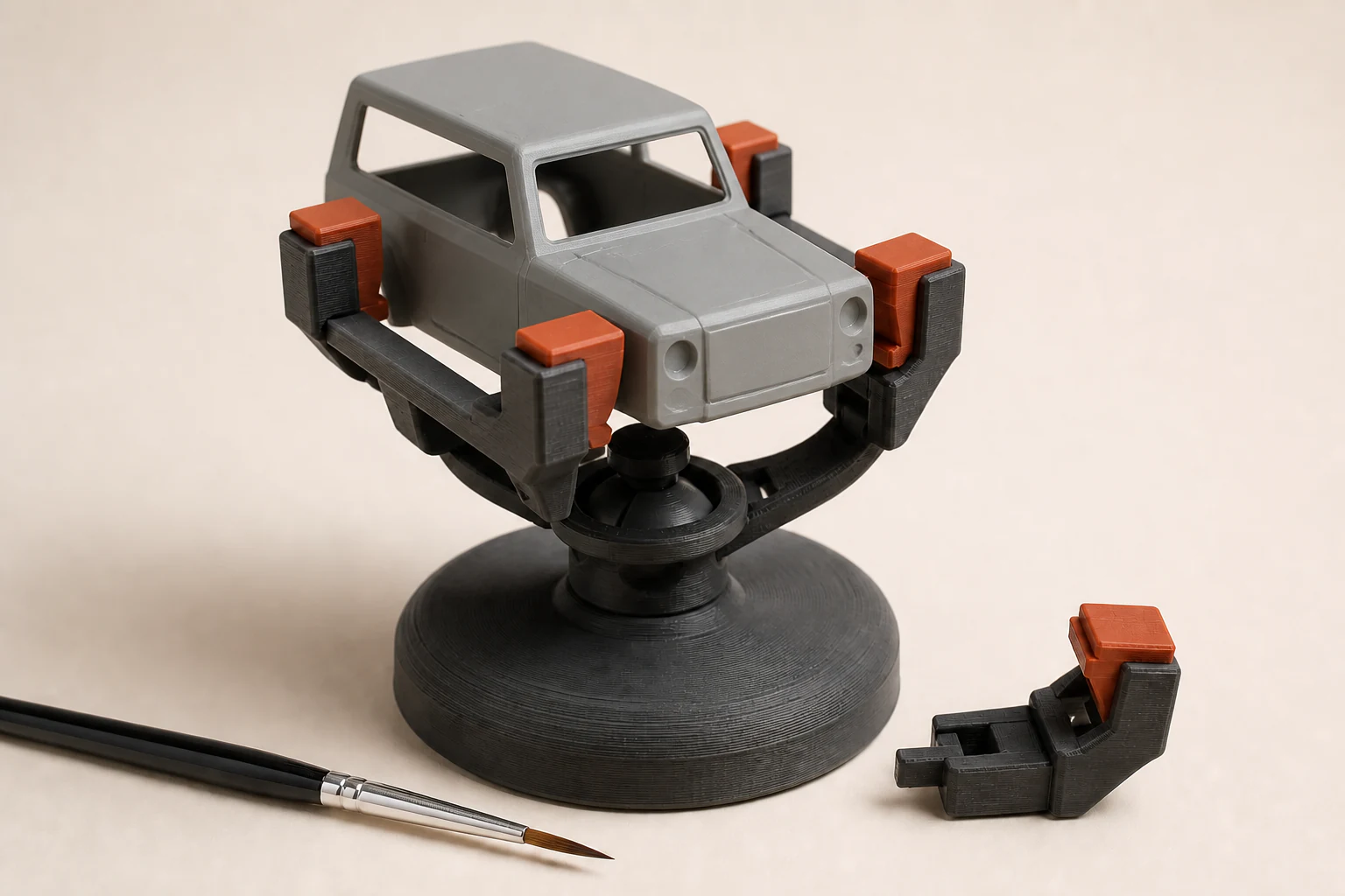 Suporte articulado para montagem de modelos — Exemplo conceptual
