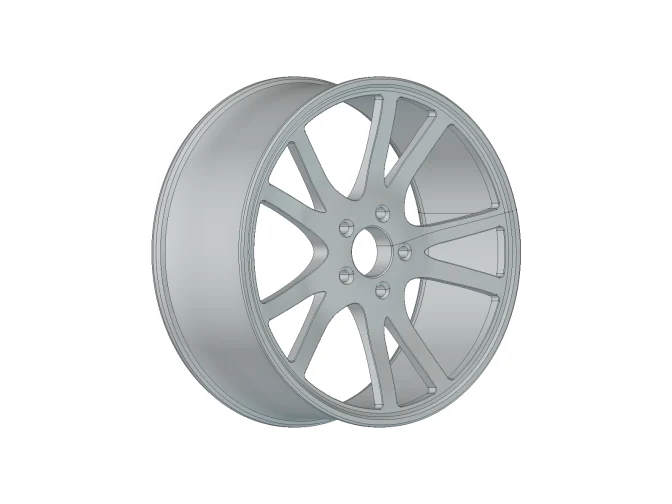 Digital wheel-rim design shown in FreeCAD with five symmetric pairs of spokes