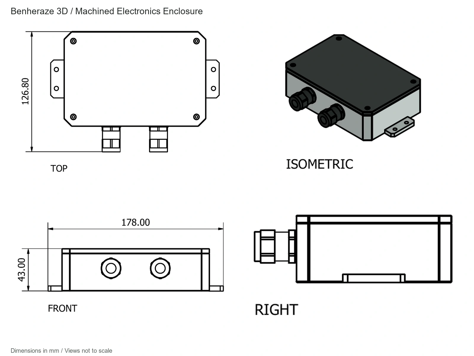 Dessin technique — Boîtier usiné pour électronique — 1