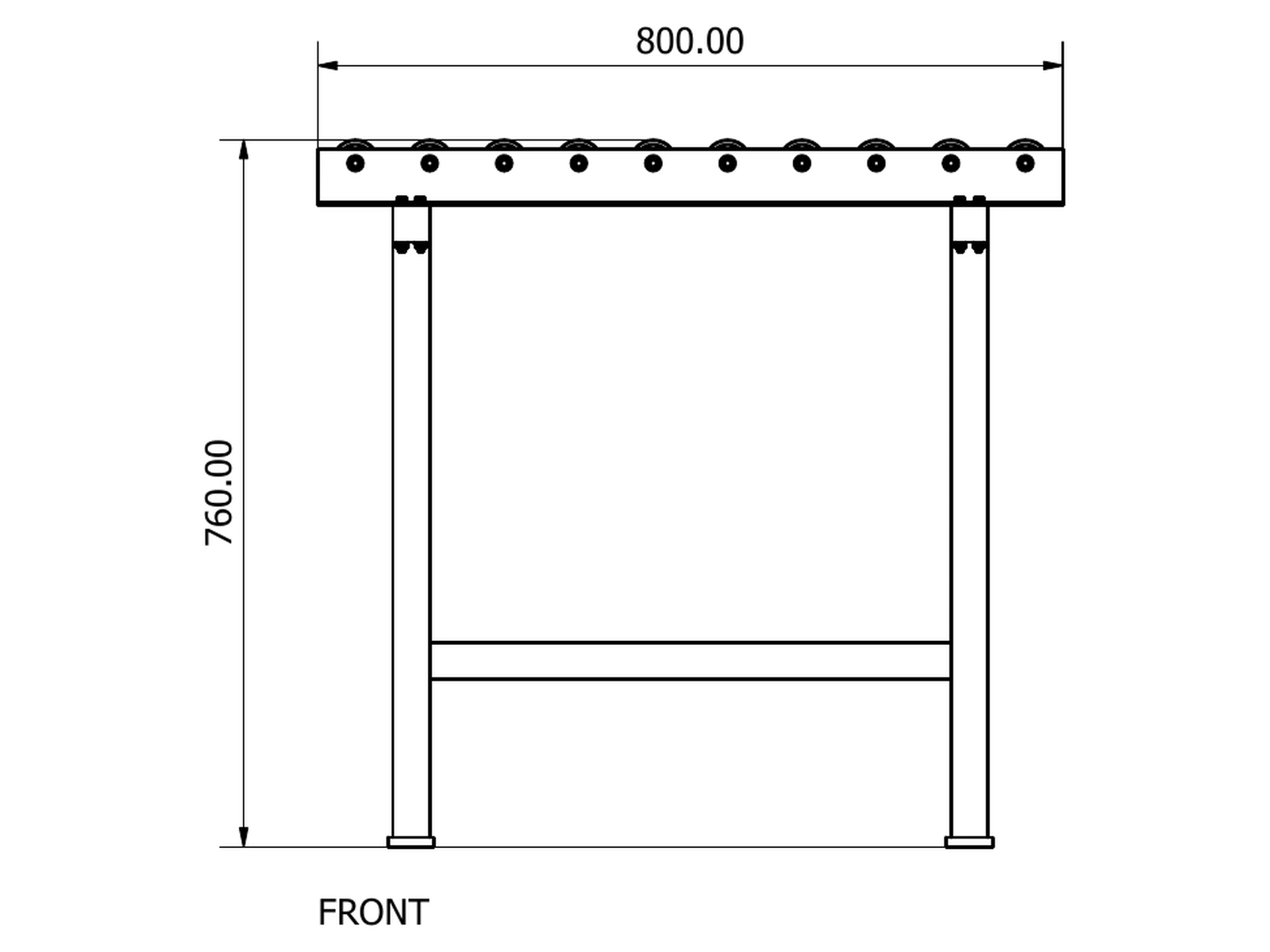 Dessin technique — Convoyeur à rouleaux compact — 2