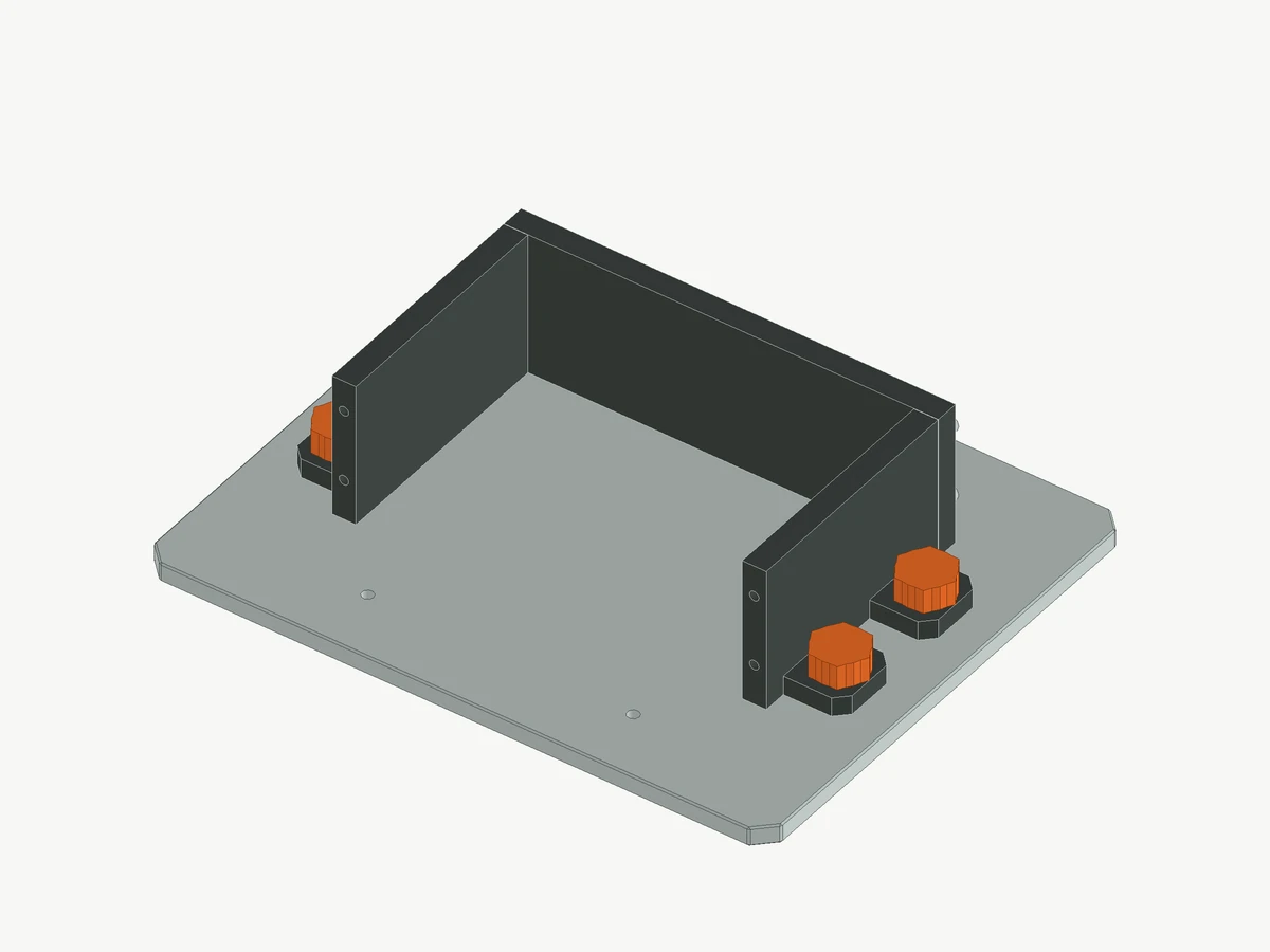Boîte pour moules en silicone avec la paroi avant retirée pour montrer l’accès intérieur