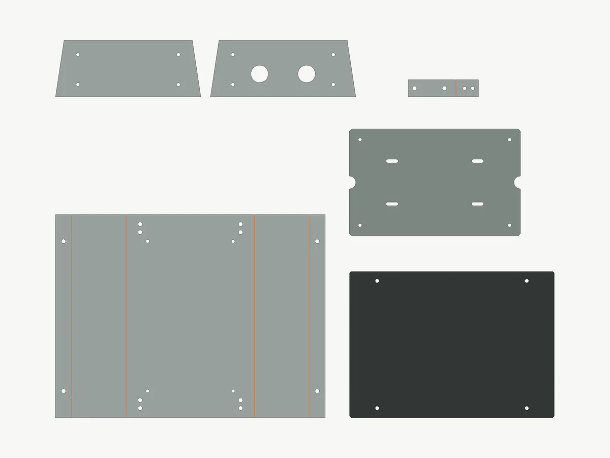 Développés à plat des composants en tôle du boîtier